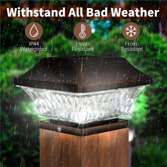 Solar Post Cap Lights Outdoor 4x4 LED Solar Garden Lighting Deck Fence Cap Light - Picture 2 of 7